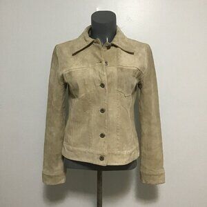 ASPRI Light Tan Suede Button Front Jacket  Size S